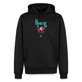 Es eskaliert eh Motto Party Flamingo Bier - Männer Premium Bio Hoodie - Schwarz - Vorne - Nico (187cm)