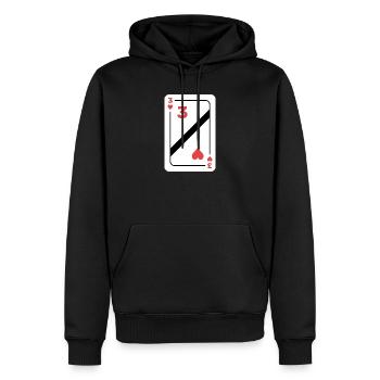 Herz Drei Spielkarte Pokerkarte - Männer Premium Bio Hoodie - Schwarz - Vorne - Nico (187cm)