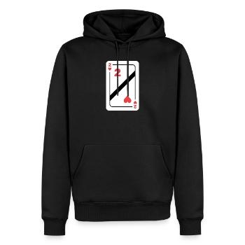 Coeur Deux Carte à jouer Carte de Poker - Sweat à capuche Premium bio Homme - noir - Devant - Nico (187cm)