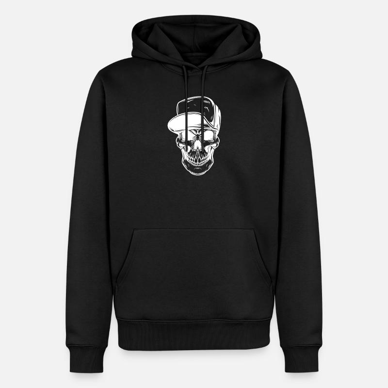 Crâne graffiti avec casquette de baseball - Sweat à capuche Premium bio Homme - noir