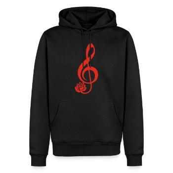 Clé de sol rouge en fleur - Sweat à capuche Premium bio Homme - noir - Devant - Nico (187cm)
