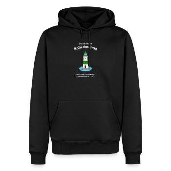 Leuchtturm Schleimünde grün-weiß Ostsee, Zeichnung - Männer Premium Bio Hoodie - Schwarz - Vorne - Nico (187cm)