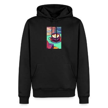 Kaffee, Kaffeebohnen - Männer Premium Bio Hoodie - Schwarz - Vorne - Nico (187cm)