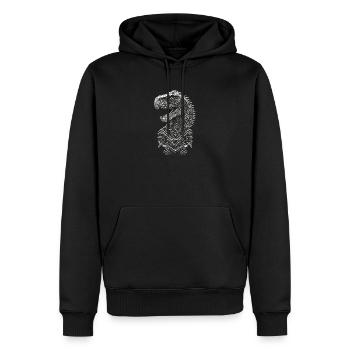 Porträt eines T-Rex-Dinosauriers - Männer Premium Bio Hoodie - Schwarz - Vorne - Nico (187cm)