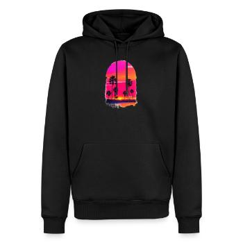 Sonnenuntergang mit Plamen - Männer Premium Bio Hoodie - Schwarz - Vorne - Nico (187cm)