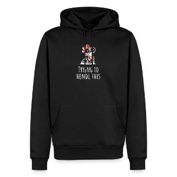 trying to hendl this hühner hahn - Männer Premium Bio Hoodie - Schwarz - Vorne - Nico (187cm)