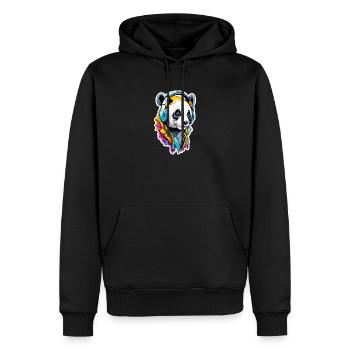 Panda - Men’s Premium Organic Hoodie - black - Front - Nico (187cm)