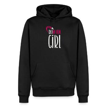 Badminton Girl - Men’s Premium Organic Hoodie - black - Front - Nico (187cm)