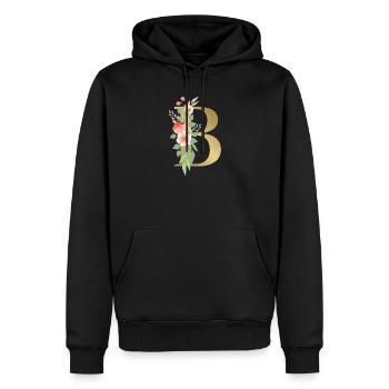 Eleganter Buchstabe 'B' mit Blumen - Männer Premium Bio Hoodie - Schwarz - Vorne - Nico (187cm)