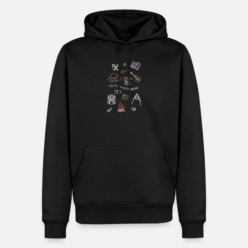 Camping Adventure Outline Design - Sweat à capuche Premium bio Homme - noir