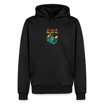 Soleil en conserve – Thé Pop-Art à la sardine - Sweat à capuche Premium bio Homme - noir - Devant - Nico (187cm)