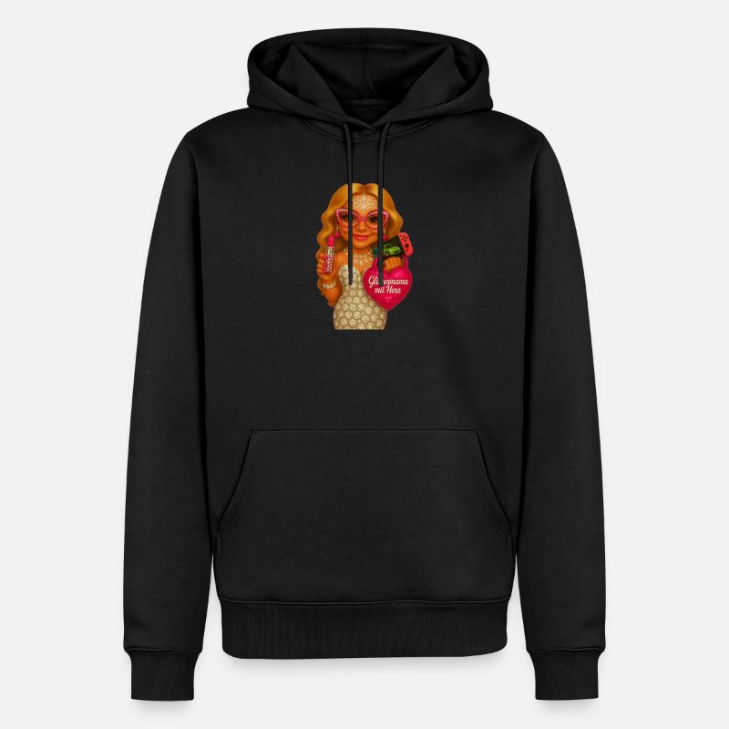 GlitzerMama mit Herz - Männer Premium Bio Hoodie - Schwarz