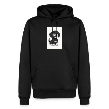 Glücklicher Dackel schwarz-weiß - Männer Premium Bio Hoodie - Schwarz - Vorne - Nico (187cm)