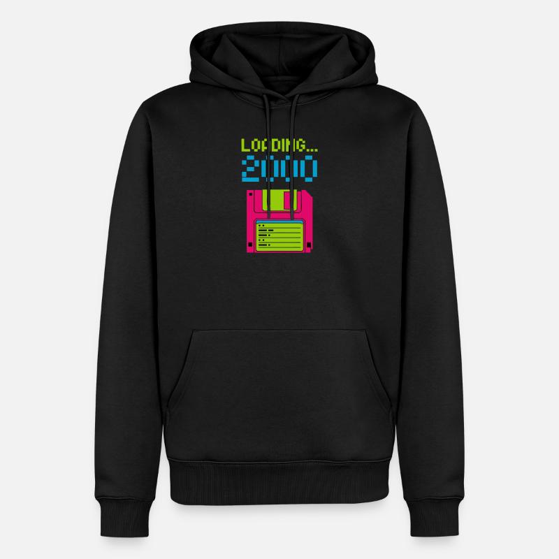 Loading 2000 Disketten-Design Retro Pixel Design - Männer Premium Bio Hoodie - Schwarz