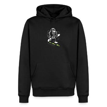 Ribbo en détective à la recherche d’indices - Sweat à capuche Premium bio Homme - noir - Devant - Nico (187cm)