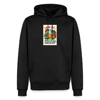 Liebe ist bester Heuballen - Männer Premium Bio Hoodie - Schwarz - Vorne - Nico (187cm)