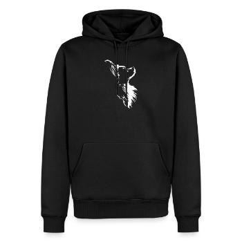 Papillon Silhouette Hunde Portrait Wilsigns - Männer Premium Bio Hoodie - Schwarz - Vorne - Nico (187cm)