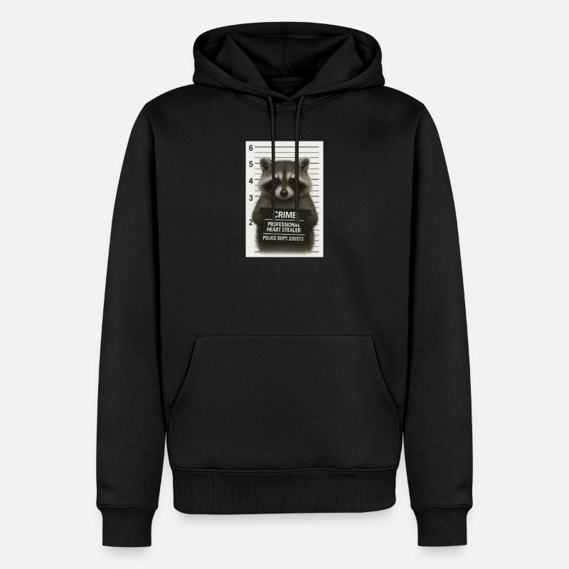 Waschbär – Herzklau mit System - Männer Premium Bio Hoodie - Schwarz