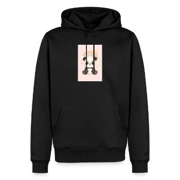 Panda mignon avec arc-en-ciel et étoiles - Sweat à capuche Premium bio Homme - noir - Devant - Nico (187cm)