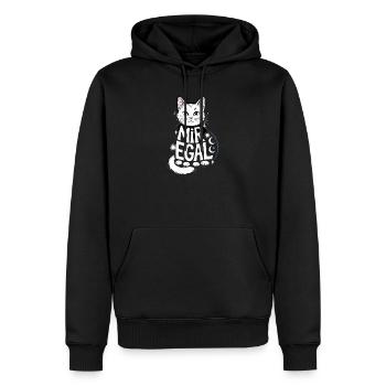 Mir Egal Katze Mond Sterne Humorvoller Stil - Männer Premium Bio Hoodie - Schwarz - Vorne - Nico (187cm)