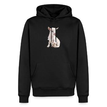 Portrait de bébé chèvre blanc - Sweat à capuche Premium bio Homme - noir - Devant - Nico (187cm)