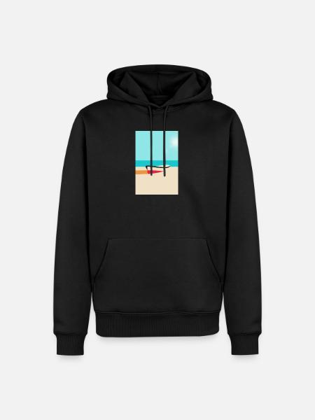 Boot am Strand – Sommer Sonne Meer - Männer Premium Bio Hoodie - Schwarz