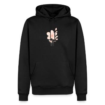 Pêche Fleurs Roses Aquarelle - Sweat à capuche Premium bio Homme - noir - Devant - Nico (187cm)