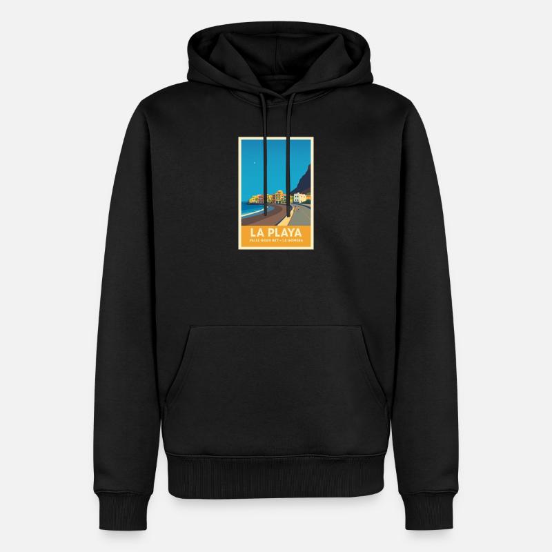 La Playa Affiche Valle Gran Rey - Sweat à capuche Premium bio Homme - noir