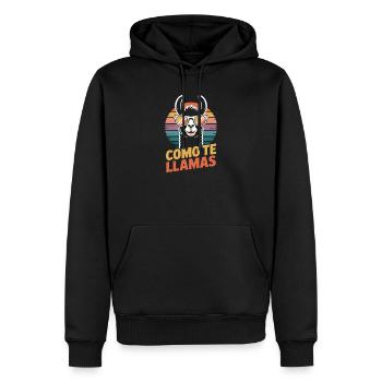 Como te llamas Lama - Sweat à capuche Premium bio Homme - noir - Devant - Nico (187cm)