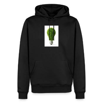 Conception d’ampoule lumineuse feuillue - Sweat à capuche Premium bio Homme - noir - Devant - Nico (187cm)
