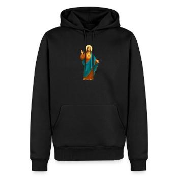 HerzJesu Ikonischer Druck - Männer Premium Bio Hoodie - Schwarz - Vorne - Nico (187cm)
