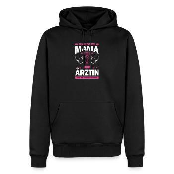 Maman et médecin - Sweat à capuche Premium bio Homme - noir - Devant - Nico (187cm)