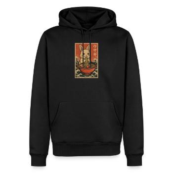 Vintage Usagi Ramen Bunny - Sweat à capuche Premium bio Homme - noir - Devant - Nico (187cm)