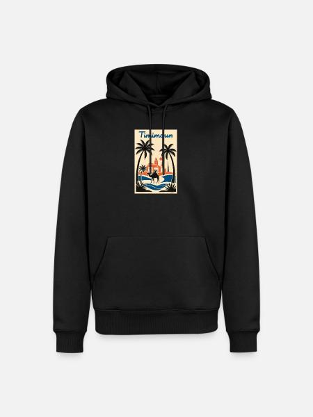 Timimoun Sahara-Palme und Reiter - Männer Premium Bio Hoodie - Schwarz