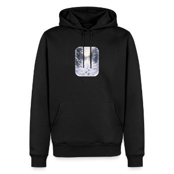 Winterwaldpfad Morgenschein - Männer Premium Bio Hoodie - Schwarz - Vorne - Nico (187cm)