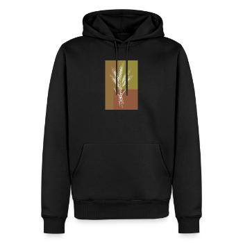 Art en lignes d’épis de blé – Motif de la nature - Sweat à capuche Premium bio Homme - noir - Devant - Nico (187cm)