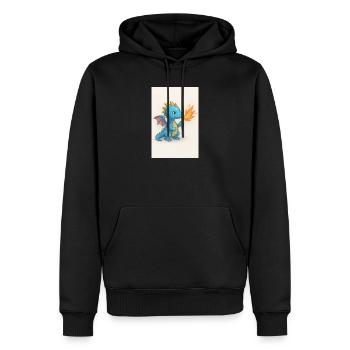 Étincelle du Dragon Bleu Souffle de Feu - Sweat à capuche Premium bio Homme - noir - Devant - Nico (187cm)