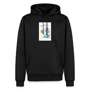 Blauer Drache mit Blumenstrauß - Männer Premium Bio Hoodie - Schwarz - Vorne - Nico (187cm)