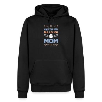 Motif de maman Bouledogue certifiée - Sweat à capuche Premium bio Homme - noir - Devant - Nico (187cm)