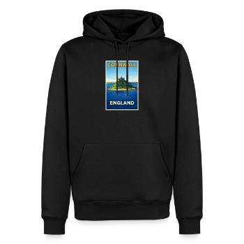 Cornwall England – Retro Reiseposter - Männer Premium Bio Hoodie - Schwarz - Vorne - Nico (187cm)