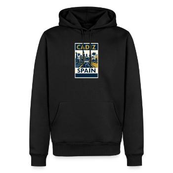 Cádiz Spanien – Retro Reiseposter Navy/Gold - Männer Premium Bio Hoodie - Schwarz - Vorne - Nico (187cm)
