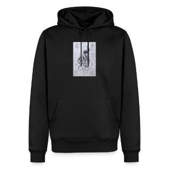 Oktopus-Bauplan-Skizze - Männer Premium Bio Hoodie - Schwarz - Vorne - Nico (187cm)