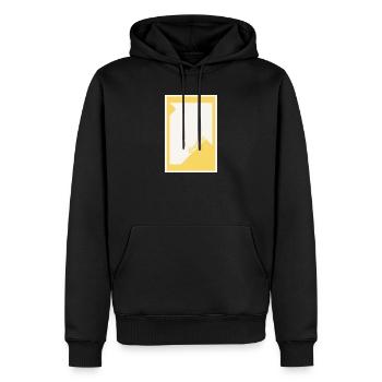 Affiche de mise en scène jaune – Art minimaliste audacieux - Sweat à capuche Premium bio Homme - noir - Devant - Nico (187cm)