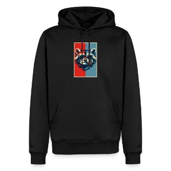Raccoon Pop Art: Sunglasses Cigar - Men’s Premium Organic Hoodie - black - Front - Nico (187cm)