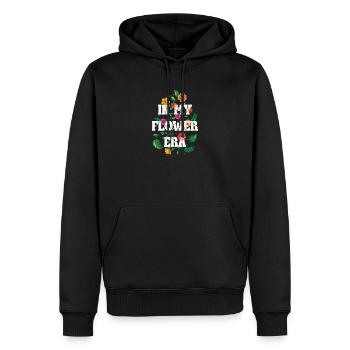 In My Flower Era – Florales Statement Design - Männer Premium Bio Hoodie - Schwarz - Vorne - Nico (187cm)