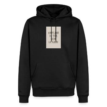 Offline ist der neue Luxus – Quiet Luxury - Männer Premium Bio Hoodie - Schwarz - Vorne - Nico (187cm)