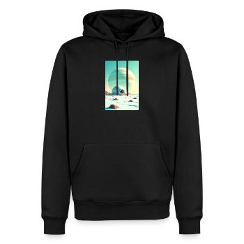 Retro futuristische Weltraumlandschaften 1960er Jahre Ästhetik - Männer Premium Bio Hoodie - Schwarz - Vorne - Nico (187cm)