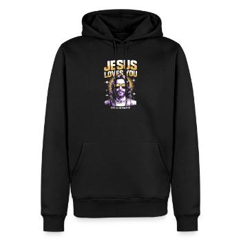 Jesus liebt dich Lieblings-T-Shirt - Männer Premium Bio Hoodie - Schwarz - Vorne - Nico (187cm)