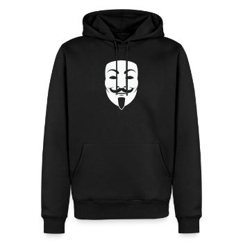 Anonymus_Maske - Männer Premium Bio Hoodie - Schwarz - Vorne - Nico (187cm)