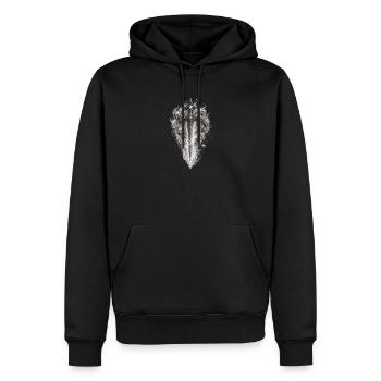 Flaming Skull Sword Gothic Graphic - Men’s Premium Organic Hoodie - black - Front - Nico (187cm)
